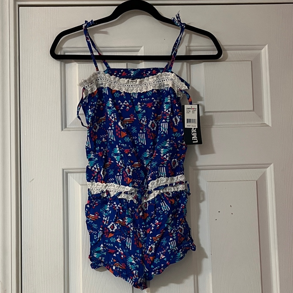 Limited Too Vibrant Blue Kids Bodysuit with Floral Design
